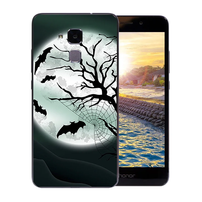 5.2 inch For Huawei Honor 5C Shell Clear Soft Silicone Slim for 7 Lite GT3 Back Cover Space Moon Pattern Phone Case |