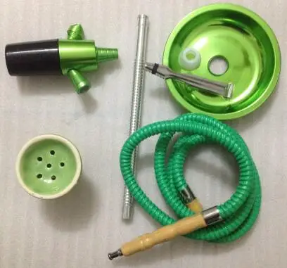 green Алюминиевый арт кальян Шахта кальяна набор трубка для курения кальяна костюм для большинства бутылок включает в себя зажим и чашу и шланг трубки - Цвет: green