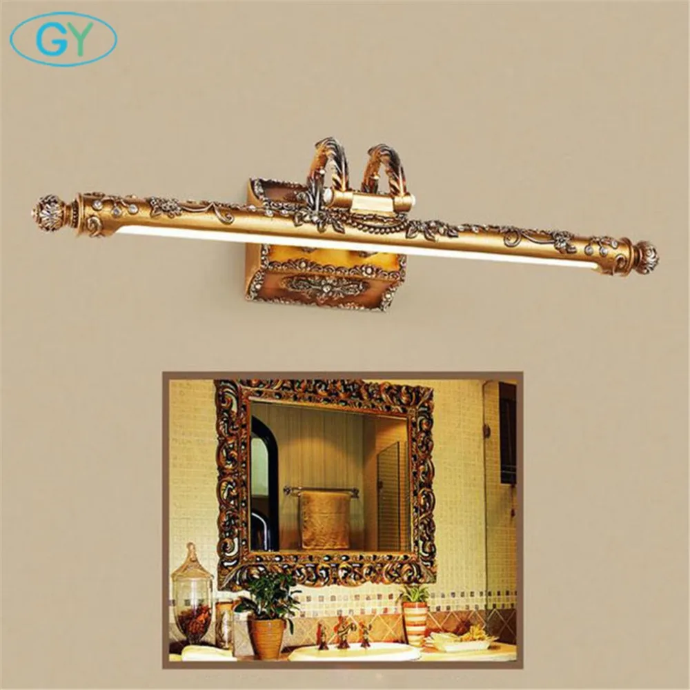 7W 9W LED vanity lights L54cm L68cm Europe Vintage Gold Resin mirror bathroom dressing room wall Vanity lighting | Лампы и освещение