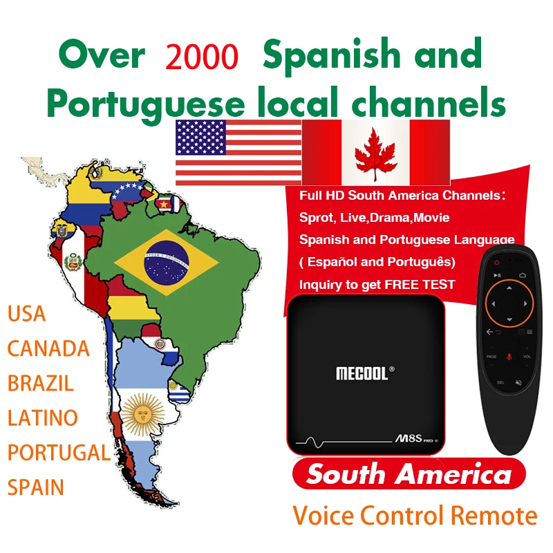 IP ТВ Бразилия Latino голос Управление HD Android коробка для Чили Эквадор Колумбия Перу