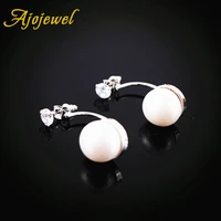 c shaped simulated pearl earrings for women cubic zircon ear jacket simple classic jewelry brinco