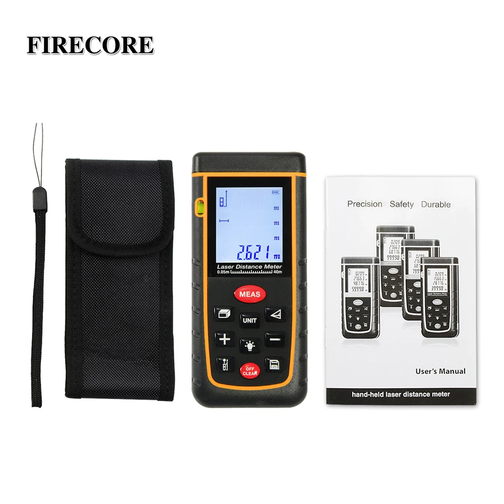 FIRECORE 40 м(131ft)/60 м(192ft)/80 м(262ft)/100 м(328ft) Лазерный дальномер IP54 лазер лента дальномера измеритель инструмент