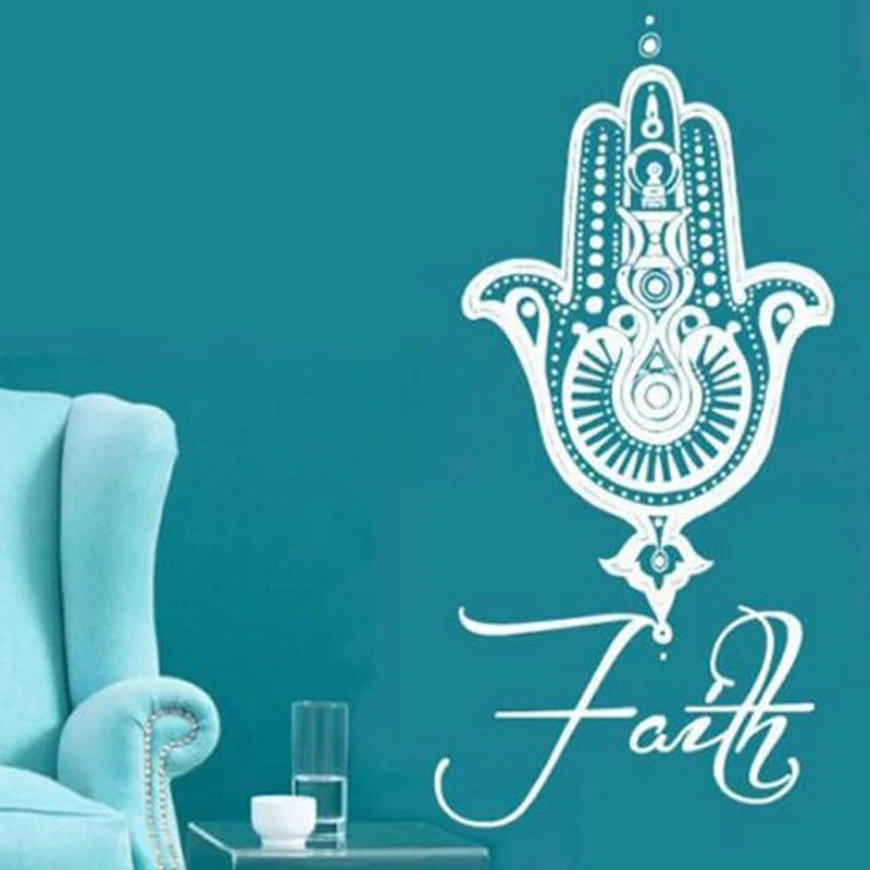 Наклейки на стену для йоги мандалы Фатимы рука Хамса наклейки виниловый постер