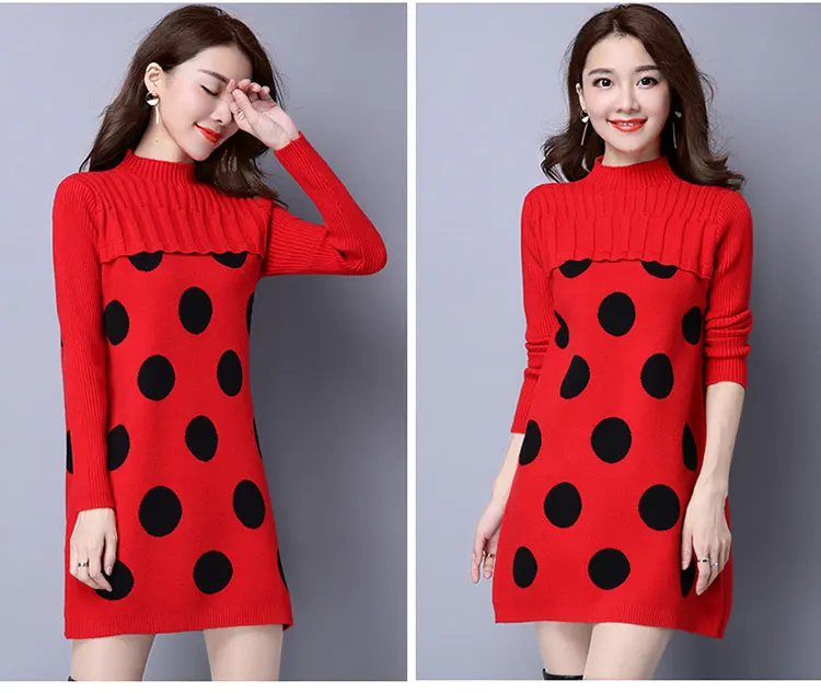 Новое поступление зимний и осенний свитер в горошек модное дизайнерское