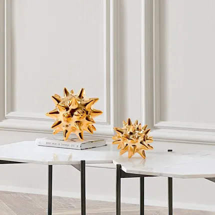 Современный золотой морской еж из смолы металлические украшения для дома