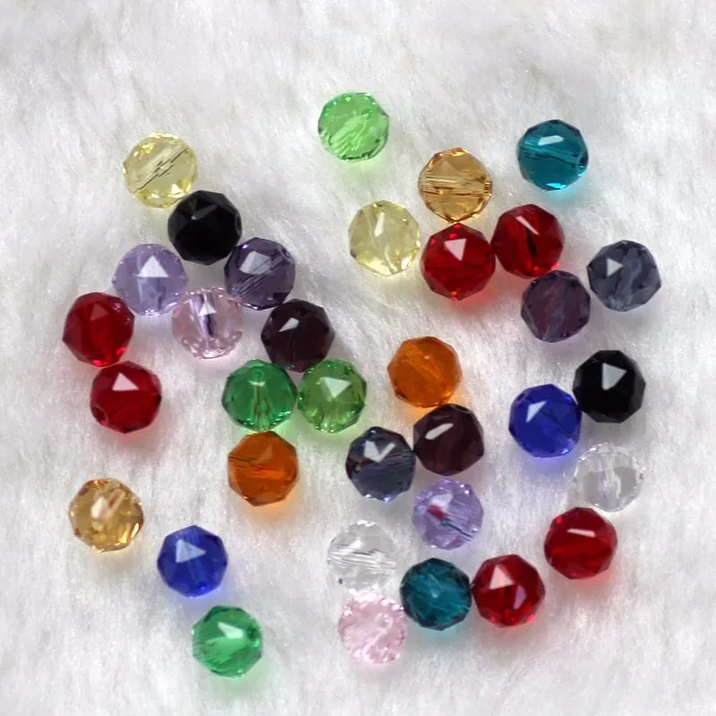 

StreBelle 6mm 100pcs Mixed color Glass Beads Round Spacer cutting Beads For Jewelry making AAA17 6MM