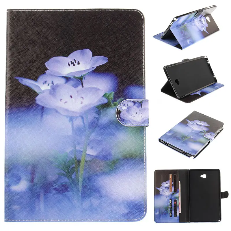 Цветной рисунок Tab A P580 чехол из искусственной кожи Funda чехол-подставка для Samsung Galaxy Tab A A6 10,1 P580 P585 планшеты в виде ракушки - Цвет: 002