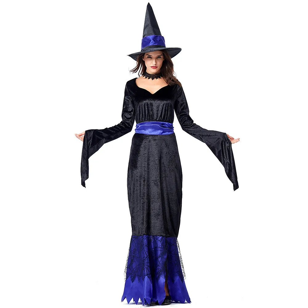 

Women Vampire Costume Girl Witch Dress Adult Gothic Dark Queen Cosplay Cobweb Spider Fancy Dress for Carnival Halloween Costume