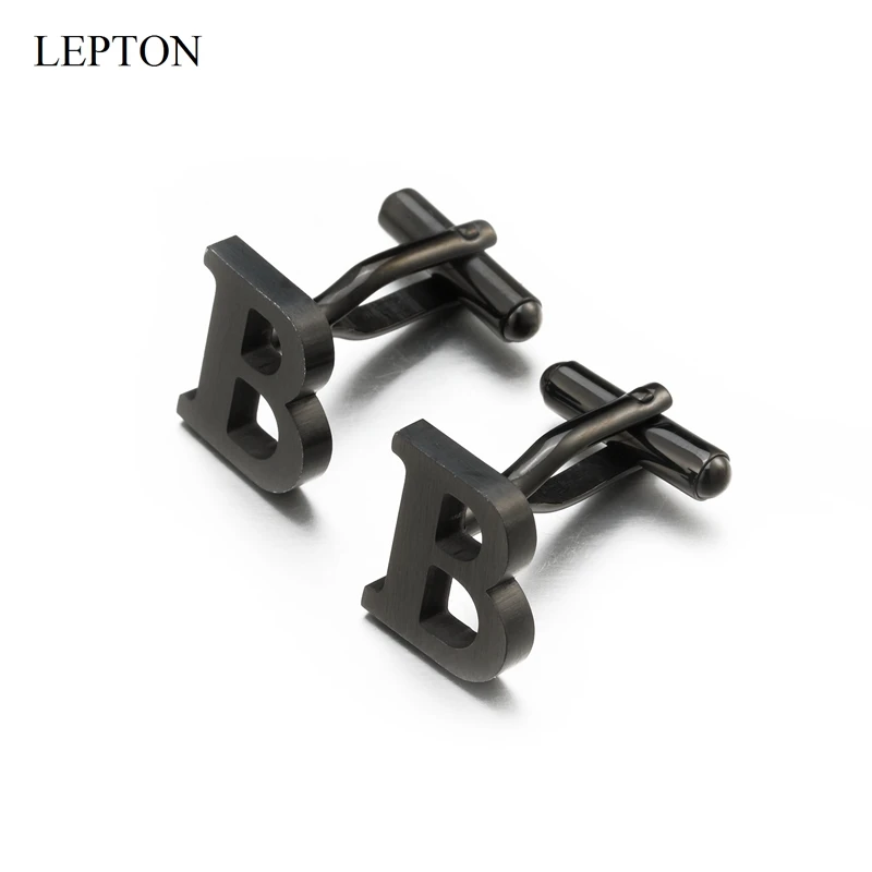 

Lepton Stainless steel Letters B Cufflinks for Mens Black & Silver Color Letter B of alphabet Cuff links Men Shirt Cuffs Button