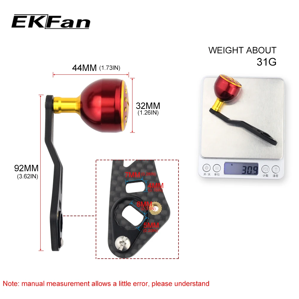 EKFan 7*4 мм и 8*5 отверстие Рыболовная катушка ручка металлическая диаметр 32 для