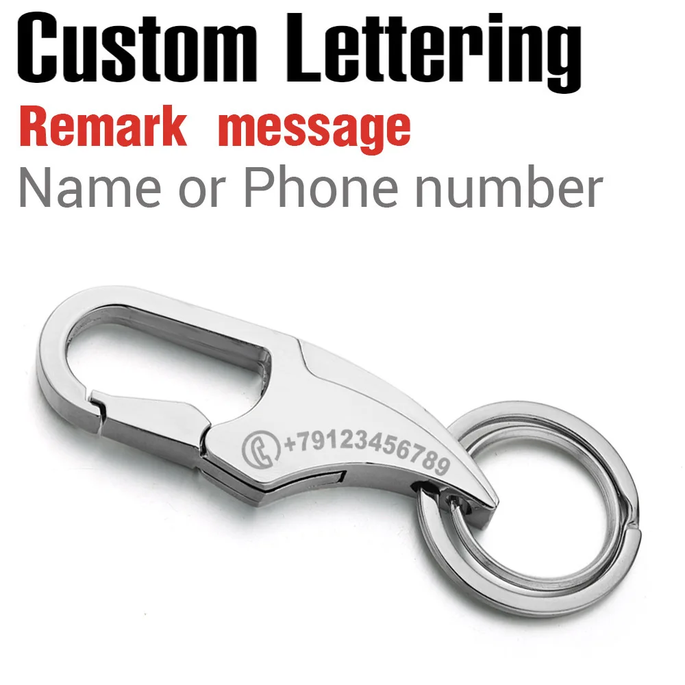 One Side Engrave Custom Lettering Keychains Metal Waist Hanged Keyrings Engrave Name Number Customized Logo Key Chain Car Personalized Men K387C - Цвет: One Side Engrave