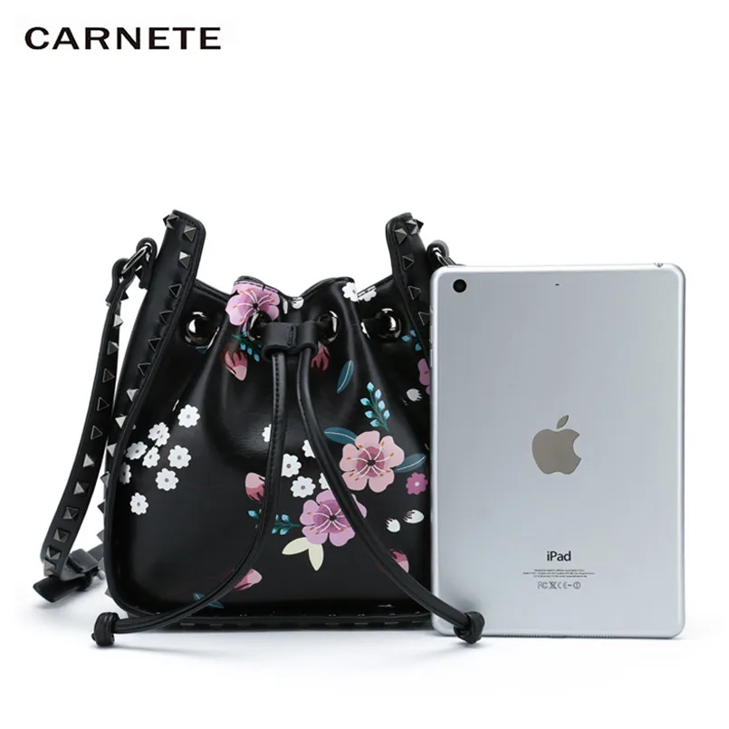 CARNETE женская сумка мешок с цветным ремешком Студенческая из искусственной кожи