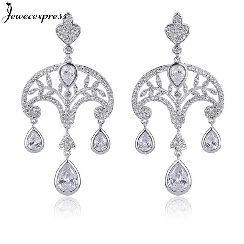 Jewecexpress яркие капли корону циркона серебряные иглы Серьги | Украшения и
