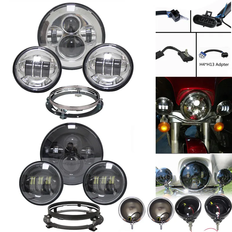 7 дюймов светодиодный фары с 4 5 ближнего света для Хар лей Da vidson мотоциклы