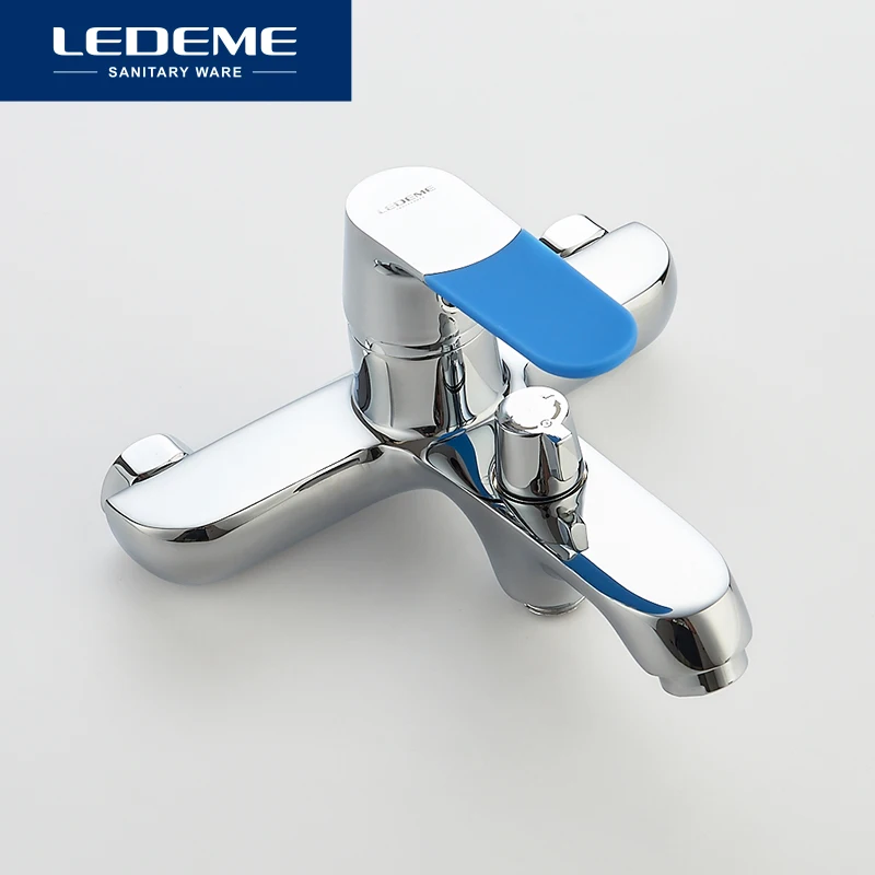 LEDEME Смеситель для ванны с коротким изливом. латунь Цвет: хром 7 цв. ручек L3253|chrome