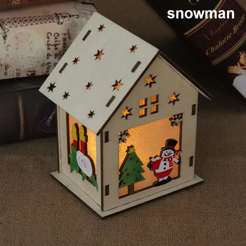 Snowman Светодиодный светильник в виде рождественской елки с изображением дома Санта Клауса, подвесной светильник, рождественский подарок, Декор для дома P7Ding - Цвет: Snowman