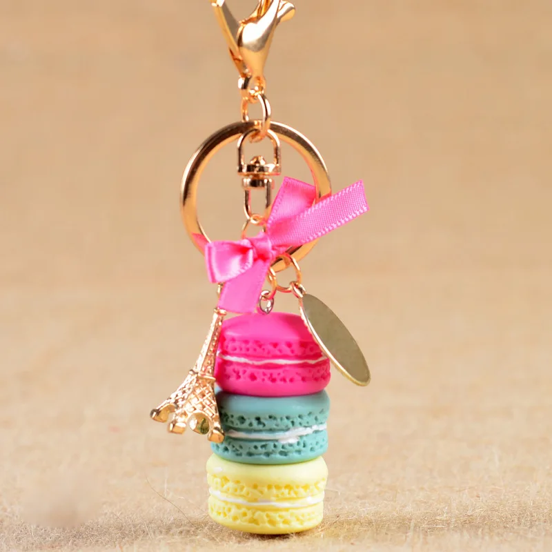 2018 Resin Macaron Keychains Key Chains Lovely Macaroon Bag Charm Keychain Chaveiro llaveros Gold Metal Keyring Car Holder | Украшения и