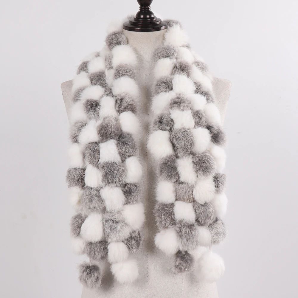 Лидер продаж 2021 г. Женский вязаный шарф из натурального кроличьего меха модные
