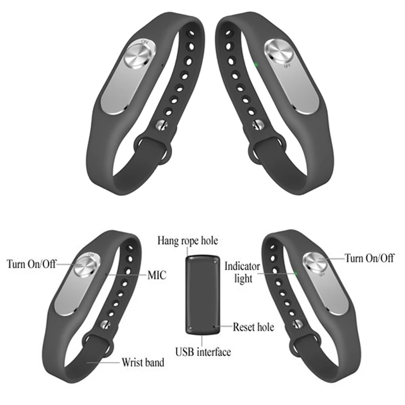 20 hours Recording 2016 Fashion Wearable Wristband Colorful Portable 8GB Digital Audio Voice Recorder Free Shipping! | Электроника