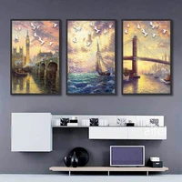 nordic decoration home posters and prints water town landscape canvas painting unframed modular wall pictures for living room