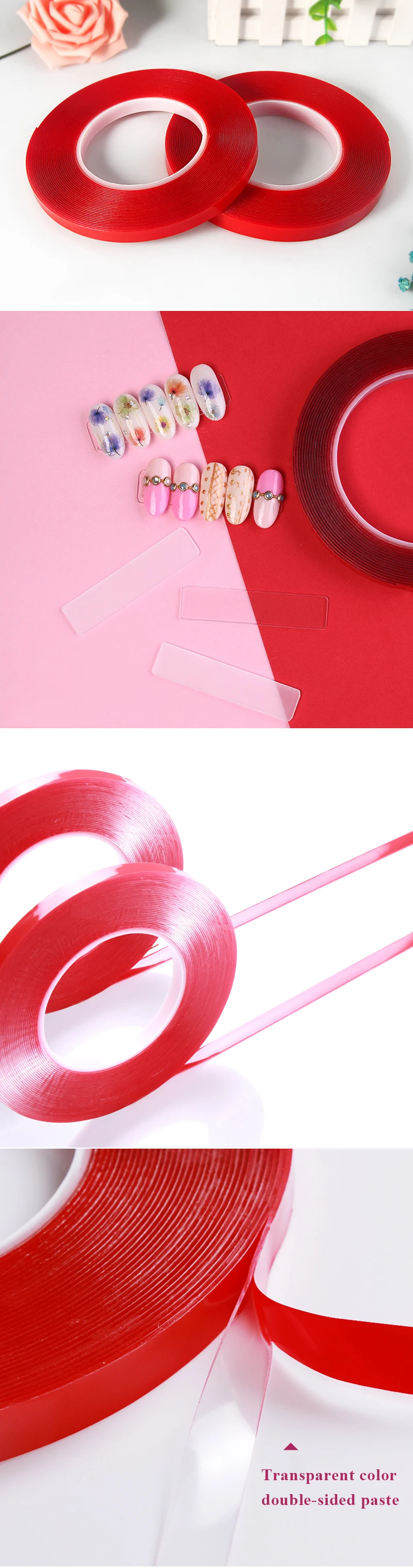Nail Art 3M Double Sided Adhesive Super Strong Transparent Acrylic Foam Adhesive Tape Acrylic sheet Fake nail practice Sticker