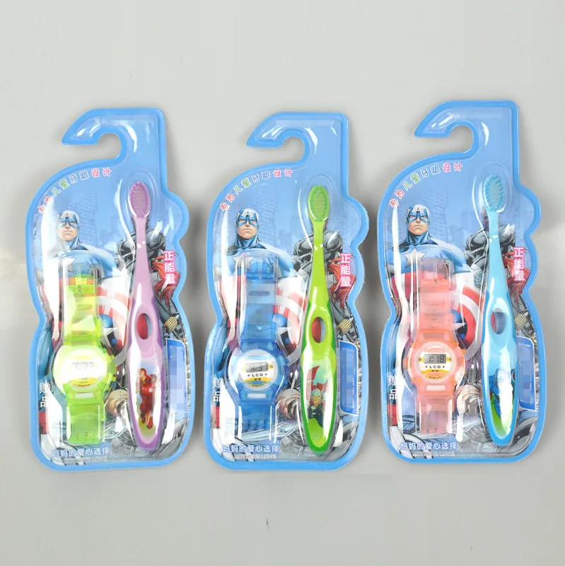 Captain America for all children's toothbrushes baby high quality soft-bristled nylon toothbrush send electronic watches | Мать и