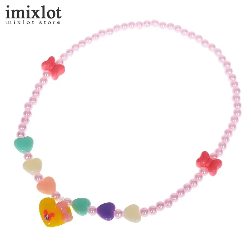 2 шт. имитация жемчуга Цепочки и ожерелья DIY принцесса Jewelry Карамельный Цвет Лук