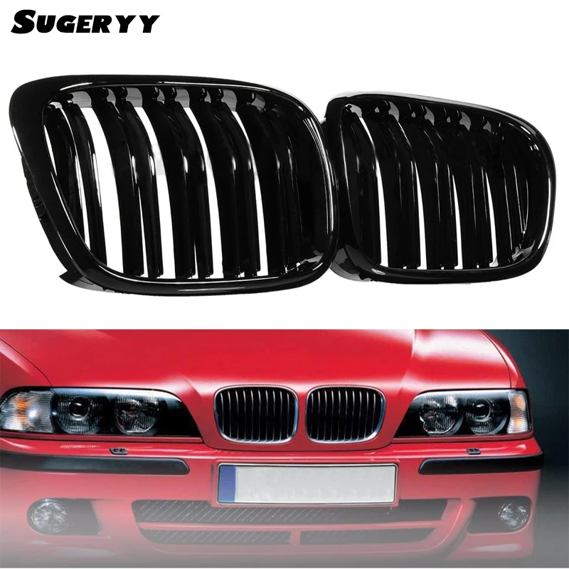 SUGERYY 2 шт. Новый глянец Черный Передняя двойная линия решетки гриль для BMW 5 серии E39