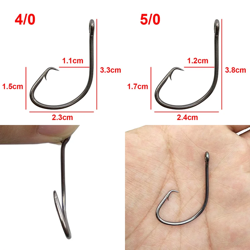 50pcs 7381 High Carbon Steel Fishing Hooks Black Wide Gap Offset Sport Circle Bait Hook Size 1 1/0 2/0 3/0 4/0 5/0 | Спорт и