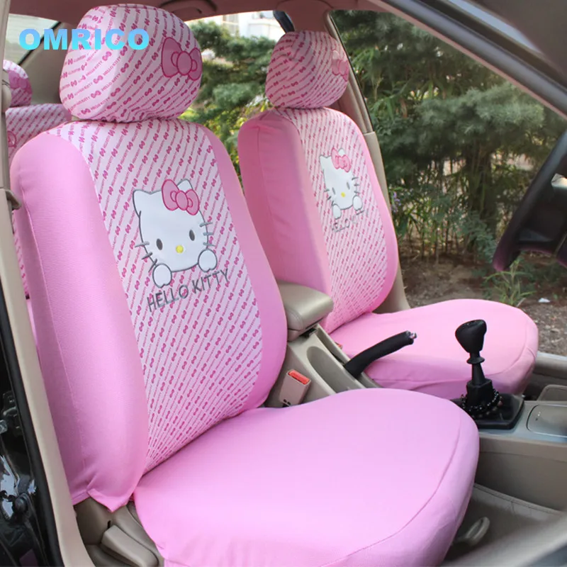 1 Компл./10 Шт. Cute Hello Kitty Комфортно Розовый Сиденье Автомобиля Включает