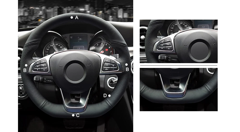 MEWANT черная натуральная кожа черная замша чехол на руль для Mercedes Benz C200 C250 C300 B250 B260 A200 A250 Sport CLA220