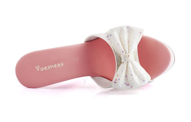 Женская обувь; шлепанцы без задника; коллекция года; сезон лето; пикантные свадебные туфли на высоком каблуке 15 см; босоножки на водонепроницаемой платформе с бантом-бабочкой на тонком каблуке