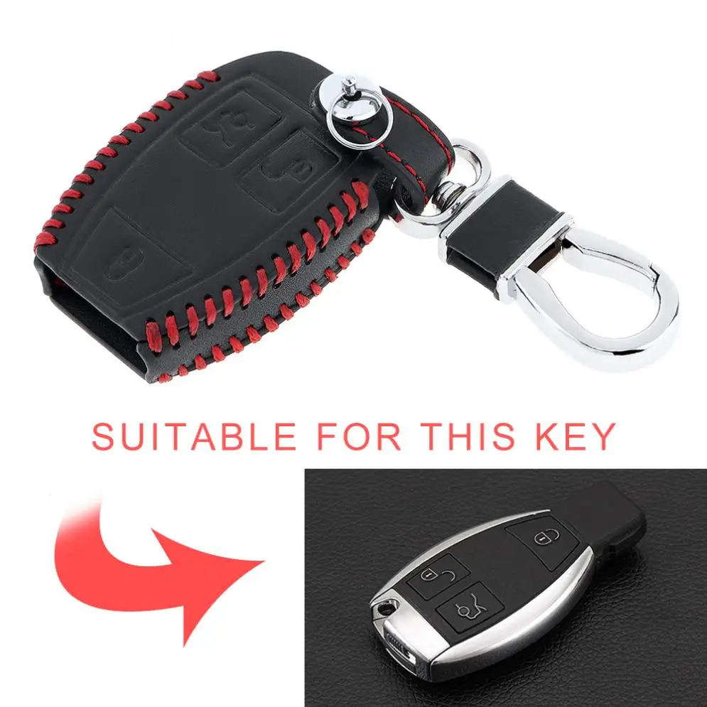 3 кнопки ручной работы кожаный чехол для автомобильного ключа протектор