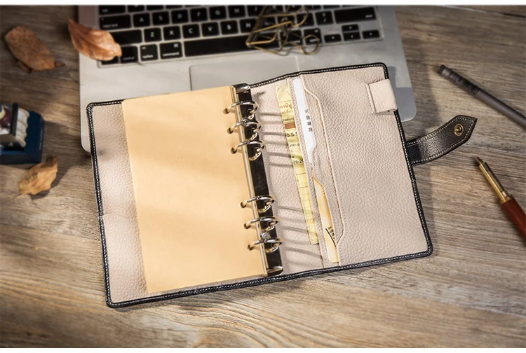 Yiwi Бизнес A6 личные планировщик 6 с отрывными листами, спиральный Binder натуральная кожа планировщик подарок на день рождения