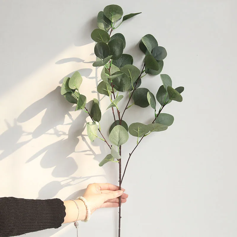 green 1Pc Artificial Plants Eucalyptus Leaves Branches Silk Artificial Greenery For Weddings Decoration Fake Eucalyptus Plants - Цвет: green