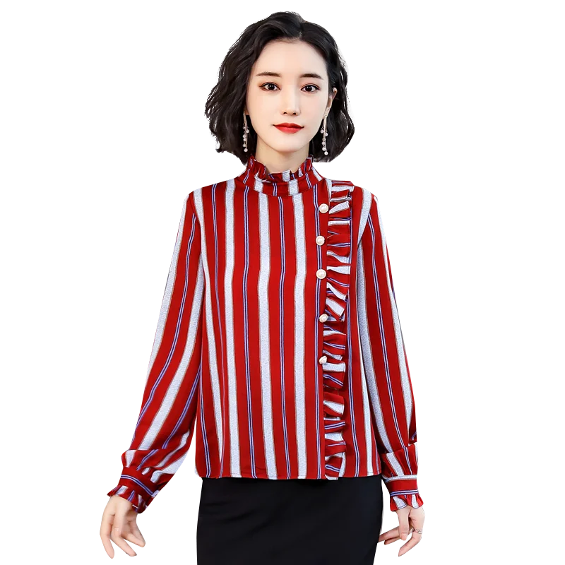 

The new 2019 joker high quality fashion shirts woman selling top chiffon shirt with long sleeves