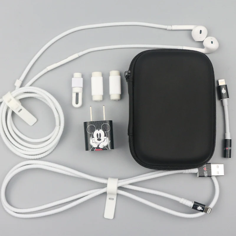 Обновленная версия USB защитный кабель Стикеры для намотки кабельный провод Органайзер тпу спиральный шнур протектор для iphone 7 plus 8 X