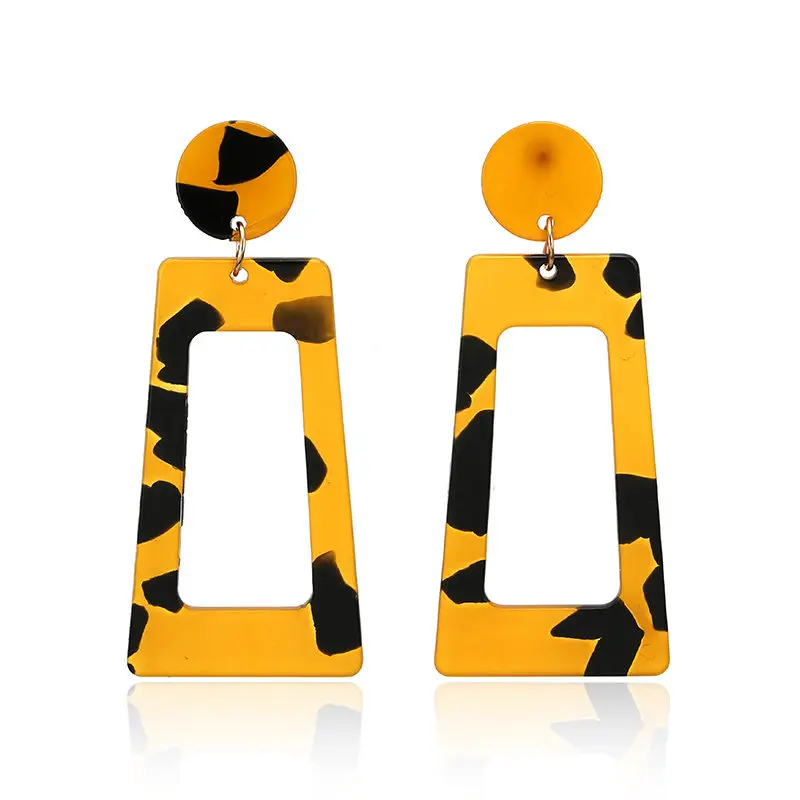 HUANG Simple Design Geometric Earrings Square Rectangle Acetic Acid Resin Acrylic Earrings For Women Korean Style Fashion Pendientes - Окраска металла: HUANG