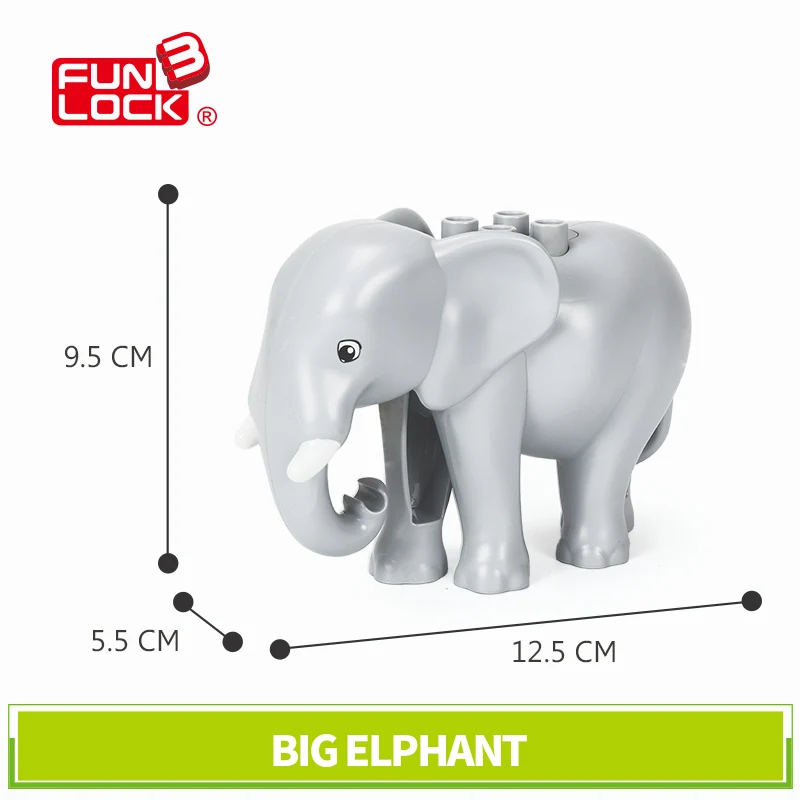 Funlock Duplo Большой Слон маленькие блоки для детей Обучающие игрушки на 2-4 года |