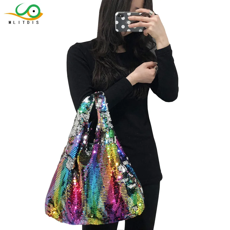 Женская сумка с голограммой и блестками радужного цвета | Багаж сумки
