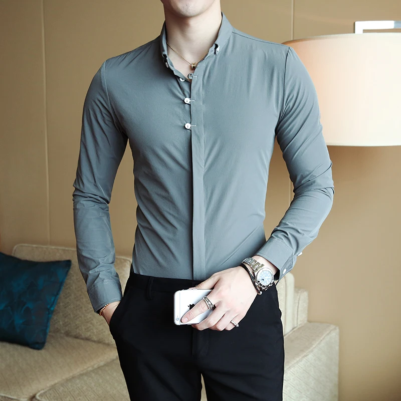 Новинка 2021 модные мужские осенние приталенные деловые рубашки из