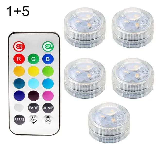 1 controller 5 lamp 13 цветов SMD 3528 RGB светодиодный Погружной подводный IP68 светильник с пультом дистанционного управления для ванна, бассейн, фонтан - Испускаемый цвет: 1 controller 5 lamp