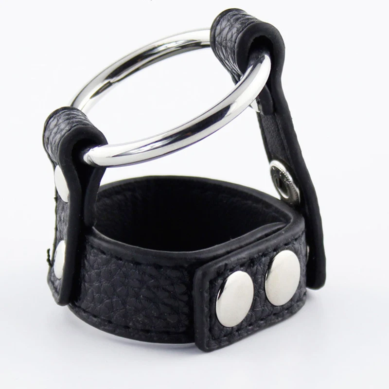 Регулируемый мошонку кожаный бондаж пояс кольцо для мужского пениса целомудрия