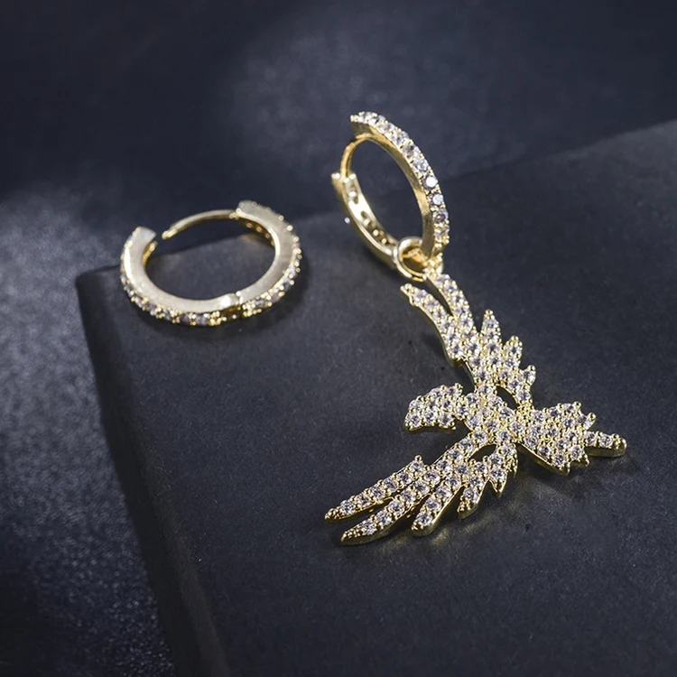Женские асимметричные серьги кольца с фианитами AAA +|fashion hoop earrings|hoop earringsearrings earrings