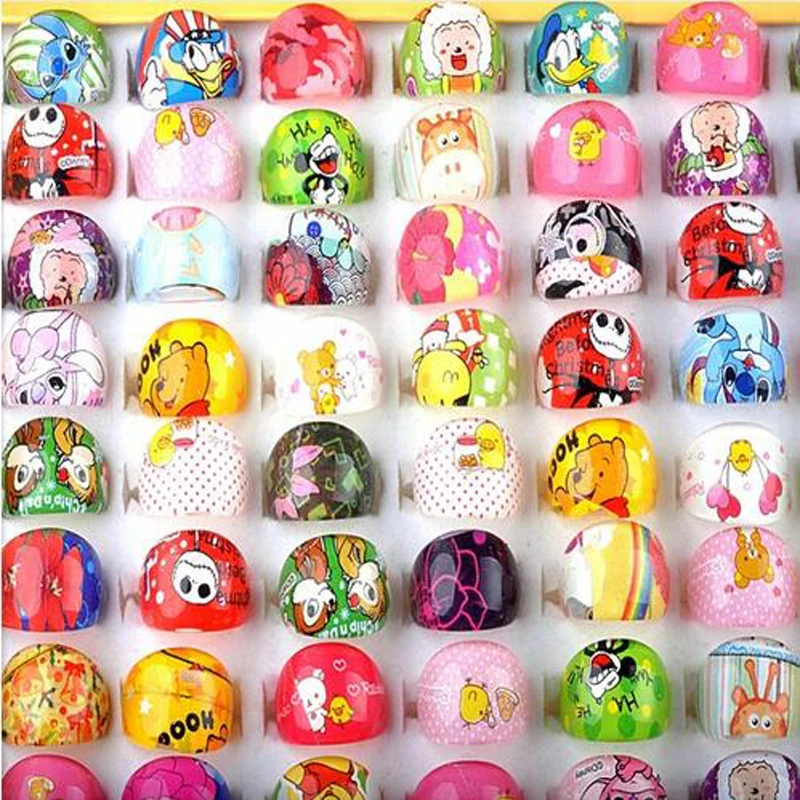 

20Pcs/Lots Lovely Mix Resin Cartoon Girls Princess Rabbit Colorful Children Kids Rings Wholesale Jewelry Suits Gifts