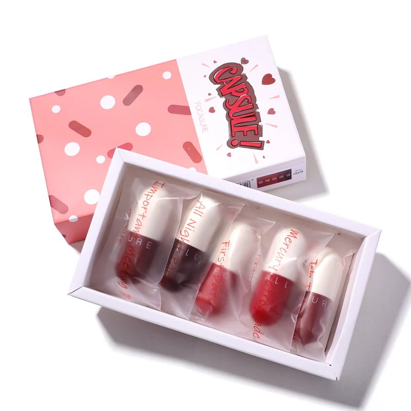 5pcs lipstick set FOCALLURE Новейшая матовая губная помада водостойкая стойкая красная бархатная губная помада карандаш для женщин сексуальная красота 5 шт. Набор губной помады - Цвет: 5pcs lipstick set