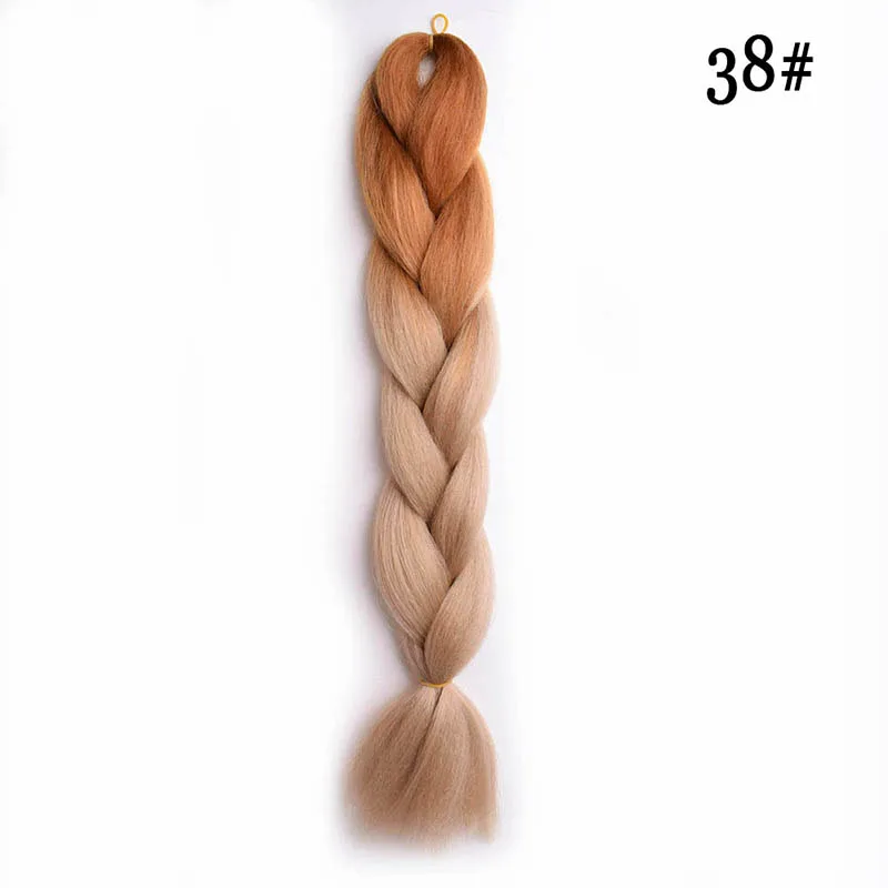 JUNSI, длинные, 23 дюйма, Ombre, синтетические, Jumbo, косички, вязанные волосы, золотой, розовый, серый, Pruiken, косы для наращивания волос для женщин - Цвет: 38