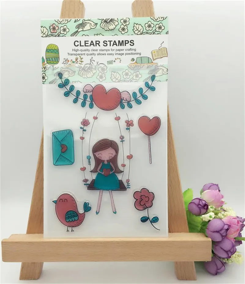 &quotПомета девушка и шар&quot прозрачный силиконовый Марки для DIY Скрапбукинг карты