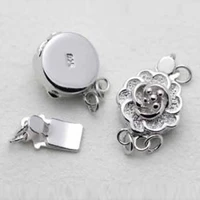 9x15mm double row rose flower rhodium plated 925 sterling silver clasp
