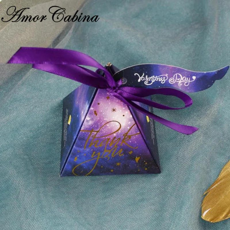 Pyramid Style Wedding Favors Supplies flamingos Candy Boxes with Ribbon Gift Box Party Package Chocolate Baby Shower Favor | Дом и сад